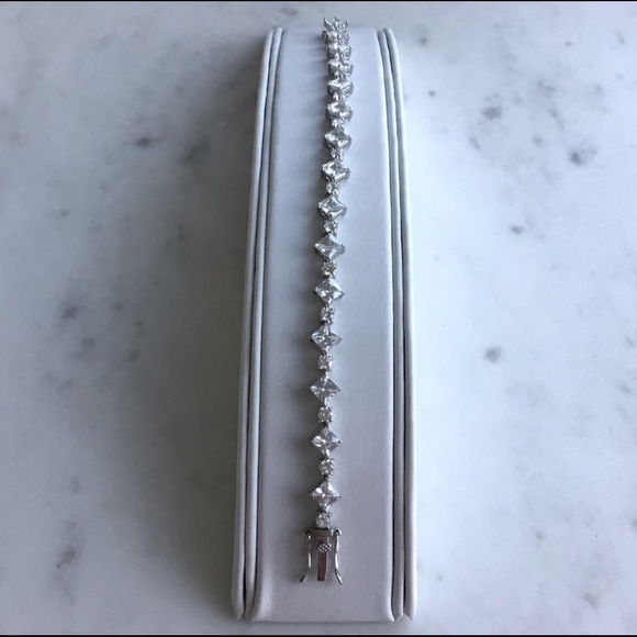 Sterling Silver Princess-Cut & Round Cubic Zirconia Tennis Bracelet - Picture 15 of 16